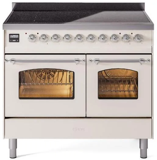 Ilve UPDI406NMPAWC Nostalgie Ii 40 Inch Electric Freestanding Range In Antique White With Chrome Trim Freestanding Ranges freestanding dual fuel range 30 inch
