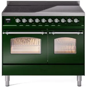 Ilve UPDI406NMPEGC Nostalgie Ii 40 Inch Electric Freestanding Range In Emerald Green With Chrome Trim Freestanding Ranges freestanding dual fuel range 30 inch