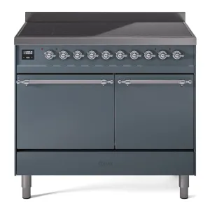 Ilve UPDI406QNMPBGC Nostalgie Ii 40 Inch Electric Freestanding Range In Blue Grey With Chrome Trim Freestanding Ranges freestanding dual fuel range 30 inch
