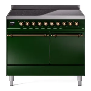 Ilve UPDI406QNMPEGB Nostalgie Ii 40 Inch Electric Freestanding Range In Emerald Green With Bronze Trim Freestanding Ranges freestanding dual fuel range 30 inch