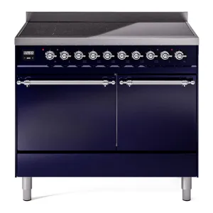 Ilve UPDI406QNMPMBC Nostalgie Ii 40 Inch Electric Freestanding Range In Blue With Chrome Trim Freestanding Ranges freestanding dual fuel range 30 inch