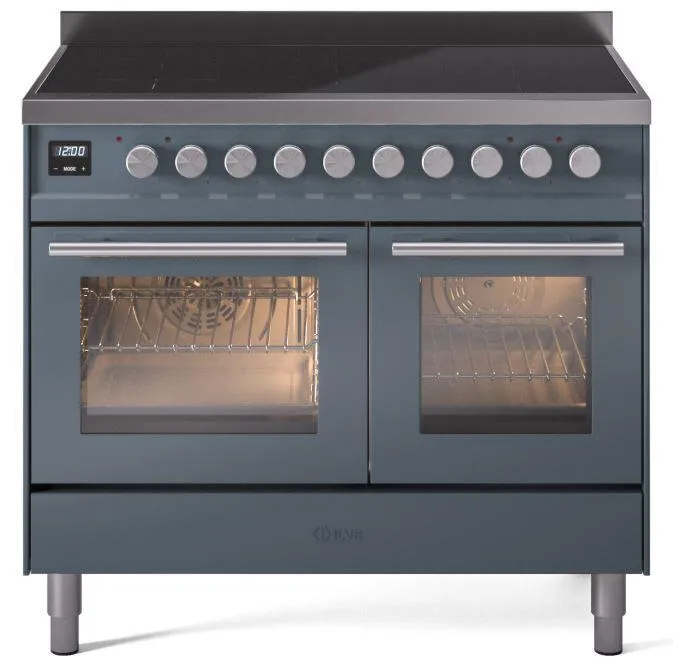 Ilve UPDI406WMPBG Professional Plus Ii 40 Inch Electric Freestanding Range In Blue Grey With Trim Freestanding Ranges freestanding dual fuel range 30 inch