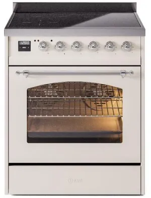 Ilve UPI304NMPAWC Nostalgie Ii 30 Inch Electric Freestanding Range In Antique White With Chrome Trim Freestanding Ranges freestanding dual fuel range 30 inch