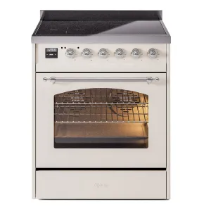 Ilve UPI304QNMPAWC Nostalgie Ii 30 Inch Electric Freestanding Range In Antique White With Chrome Trim Freestanding Ranges freestanding dual fuel range 30 inch