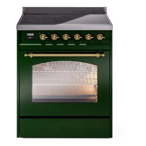 Ilve UPI304QNMPEGG Nostalgie Ii 30 Inch Electric Freestanding Range In Emerald Green With Brass Trim Freestanding Ranges freestanding dual fuel range 30 inch