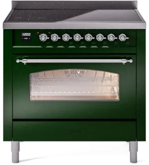 Ilve UPI366NMPEGC Nostalgie Ii 36 Inch Electric Freestanding Range In Emerald Green With Chrome Trim Freestanding Ranges freestanding dual fuel range 30 inch