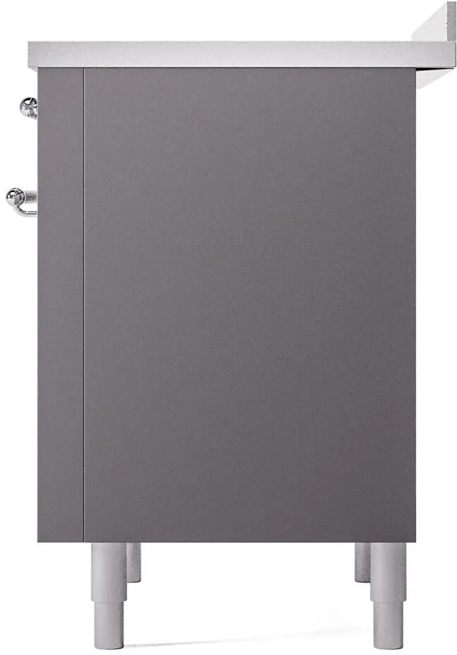 Ilve UPI366NMPMGC Nostalgie Ii 36 Inch Electric Freestanding Range In Matte Graphite With Chrome Trim