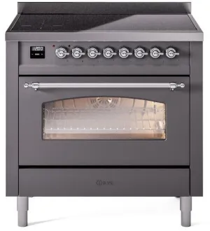 Ilve UPI366NMPMGC Nostalgie Ii 36 Inch Electric Freestanding Range In Matte Graphite With Chrome Trim Freestanding Ranges freestanding dual fuel range 30 inch