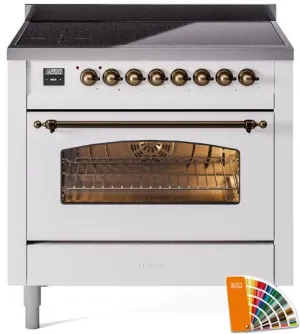Ilve UPI366NMPRAB Nostalgie Ii 36 Inch Electric Freestanding Range In Ral Custom Color With Bronze Trim Freestanding Ranges freestanding dual fuel range 30 inch