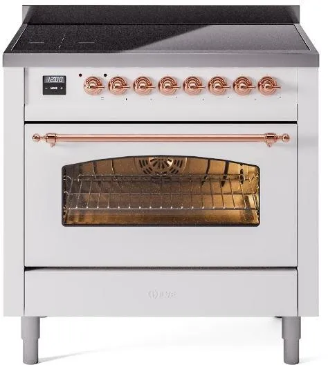 Ilve UPI366NMPWHP Nostalgie Ii 36 Inch Electric Freestanding Range In White With Copper Trim Freestanding Ranges freestanding dual fuel range 30 inch