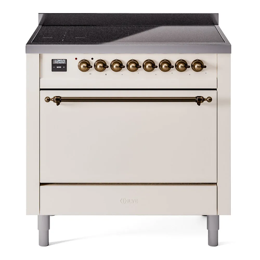 Ilve UPI366QNMPAWB Nostalgie Ii 36 Inch Electric Freestanding Range In Antique White With Bronze Trim Freestanding Ranges freestanding dual fuel range 30 inch