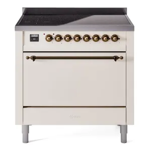 Ilve UPI366QNMPAWB Nostalgie Ii 36 Inch Electric Freestanding Range In Antique White With Bronze Trim Freestanding Ranges freestanding dual fuel range 30 inch