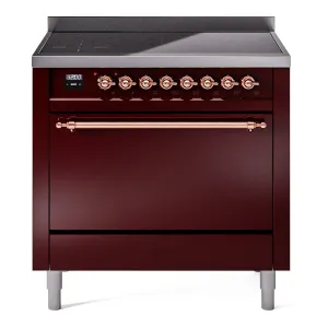 Ilve UPI366QNMPBUP Nostalgie Ii 36 Inch Electric Freestanding Range In Burgundy With Copper Trim Freestanding Ranges freestanding dual fuel range 30 inch