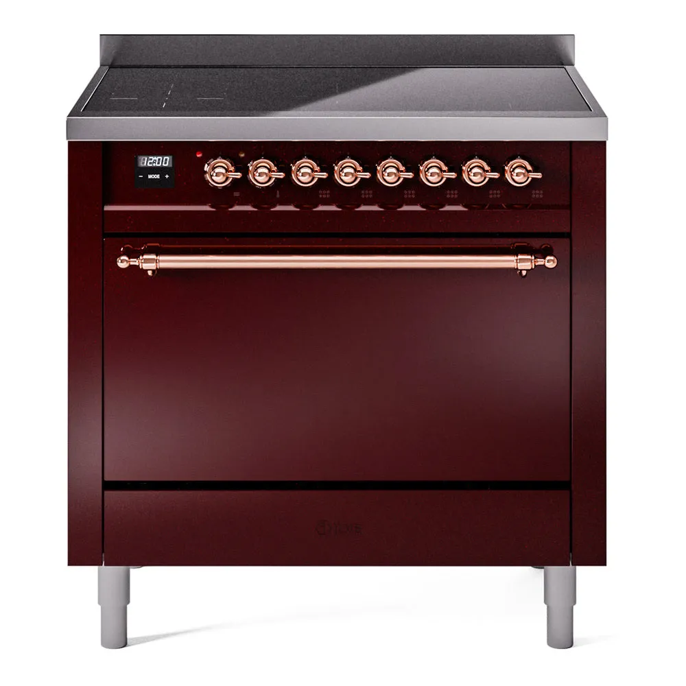Ilve UPI366QNMPBUP Nostalgie Ii 36 Inch Electric Freestanding Range In Burgundy With Copper Trim Freestanding Ranges freestanding dual fuel range 30 inch