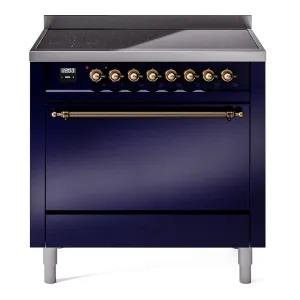 Ilve UPI366QNMPMBB Nostalgie Ii 36 Inch Electric Freestanding Range In Blue With Bronze Trim Freestanding Ranges freestanding dual fuel range 30 inch