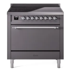 Ilve UPI366QNMPMGC Nostalgie Ii 36 Inch Electric Freestanding Range In Matte Graphite With Chrome Trim Freestanding Ranges freestanding dual fuel range 30 inch