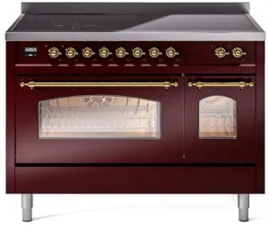 Ilve UPI486NMPBUG Nostalgie Ii 48 Inch Electric Freestanding Range In Burgundy With Brass Trim Freestanding Ranges freestanding dual fuel range 30 inch