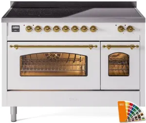 Ilve UPI486NMPRAG Nostalgie Ii 48 Inch Electric Freestanding Range In Ral Custom Color With Brass Trim Freestanding Ranges freestanding dual fuel range 30 inch