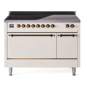 Ilve UPI486QNMPAWB Nostalgie Ii 48 Inch Electric Freestanding Range In Antique White With Bronze Trim Freestanding Ranges freestanding dual fuel range 30 inch
