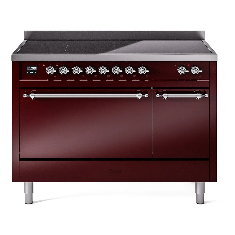 Ilve UPI486QNMPBUC Nostalgie Ii 48 Inch Electric Freestanding Range In Burgundy With Chrome Trim Freestanding Ranges freestanding dual fuel range 30 inch