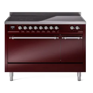 Ilve UPI486QNMPBUC Nostalgie Ii 48 Inch Electric Freestanding Range In Burgundy With Chrome Trim Freestanding Ranges freestanding dual fuel range 30 inch