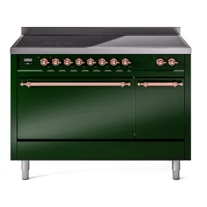 Ilve UPI486QNMPEGP Nostalgie Ii 48 Inch Electric Freestanding Range In Emerald Green With Copper Trim Freestanding Ranges freestanding dual fuel range 30 inch