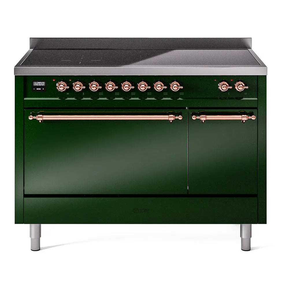 Ilve UPI486QNMPEGP Nostalgie Ii 48 Inch Electric Freestanding Range In Emerald Green With Copper Trim Freestanding Ranges freestanding dual fuel range 30 inch