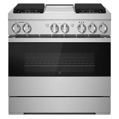 Jennair JDRP536HM Noir 36" Dual-Fuel Professional Range With Chrome-Infused Griddle Professional Ranges commercial oven for home kitchen