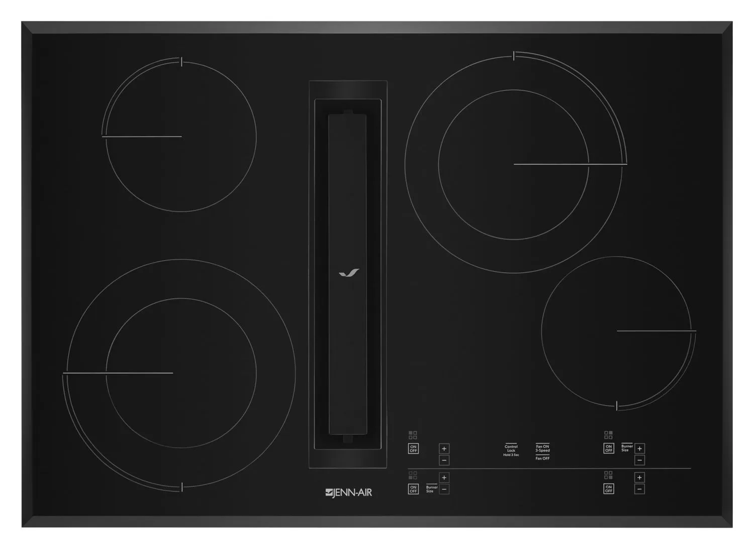 Jennair JED4430GB Black Floating Glass 30" Jx3 Electric Downdraft Cooktop With Glass-Touch Electronic Controls Black Cooktops ceramic electric cooktops