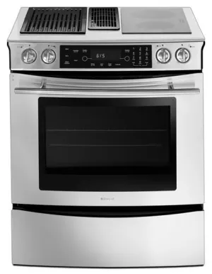 Jennair JES9750BAS Downdraft Slide-In Electric Range Slide In Ranges front control slide-in stove