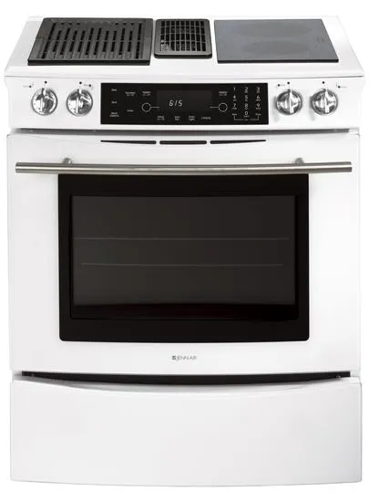 Jennair JES9750BAW Downdraft Slide-In Electric Range Slide In Ranges front control slide-in stove