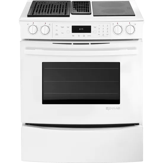 Jennair JES9750CAW Slide-In Modular Electric Downdraft Range, 30" Slide In Ranges front control slide-in stove
