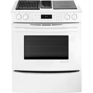 Jennair JES9750CAW Slide-In Modular Electric Downdraft Range, 30" Slide In Ranges front control slide-in stove