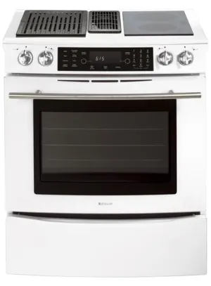 Jennair JES9860BAW Downdraft Slide-In Electric Range Slide In Ranges front control slide-in stove