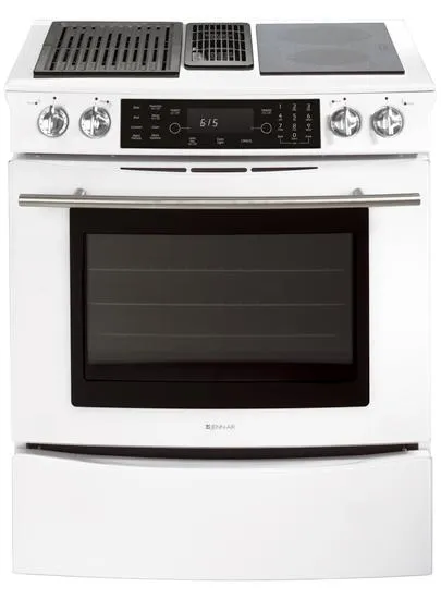 Jennair JES9860BAW Downdraft Slide-In Electric Range Slide In Ranges front control slide-in stove