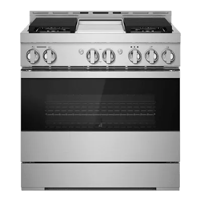 Jennair JGRP536HM 36" Noir Gas Professional-Style Range With Chrome-Infused Griddle Professional Ranges commercial oven for home kitchen