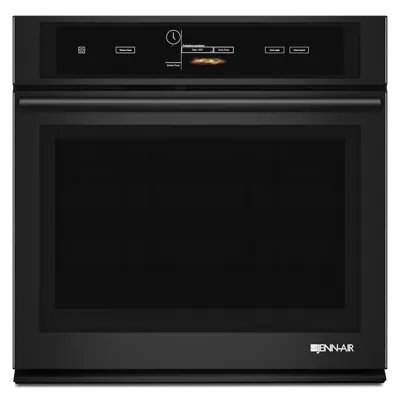 Jennair JJW3430DB Black Floating Glass 30" Single Wall Oven With V2 Vertical Dual-Fan Convection System Wall Ovens convection wall oven with steam assist