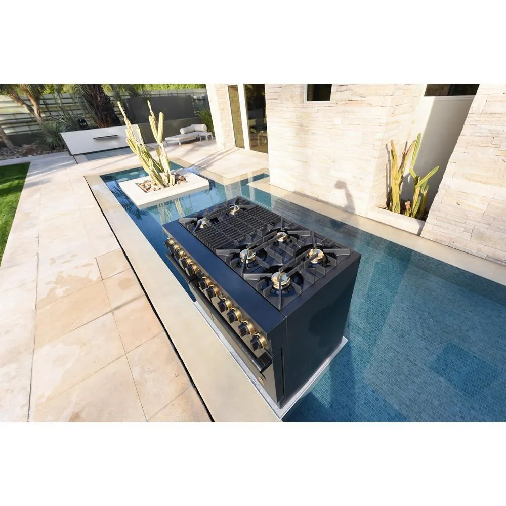 Jennair TANKMAN50 Smoke & Brass By Jennair 48" Dual-Fuel Professional-Style Range