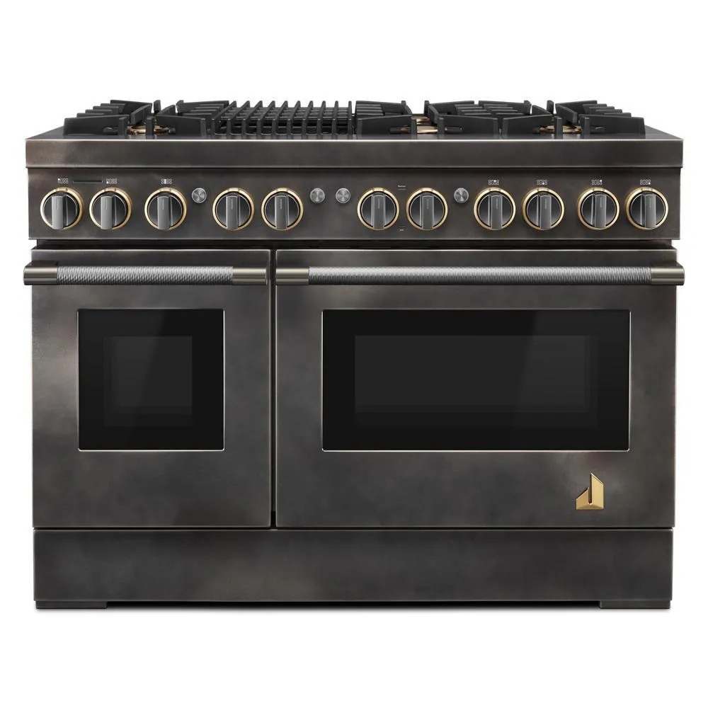 Jennair TANKMAN50 Smoke & Brass By Jennair 48" Dual-Fuel Professional-Style Range Professional Ranges 6 burner professional gas range