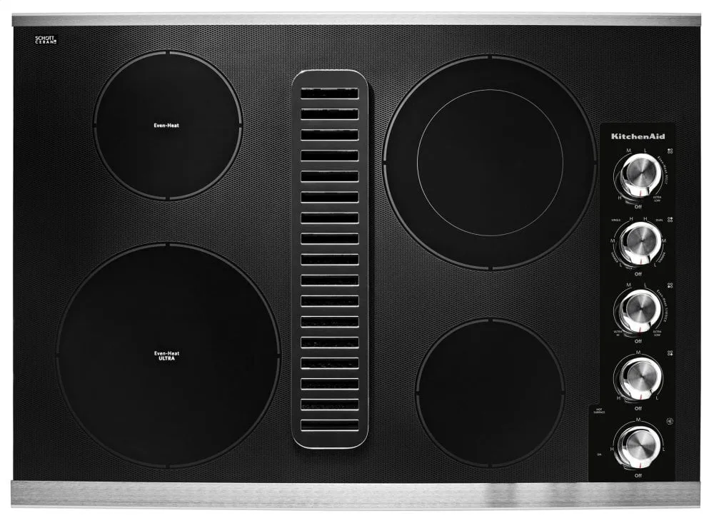 Kitchenaid KCED600GSS 30" Electric Downdraft Cooktop With 4 Elements - Stainless Steel Electric slide-in electric cooking range