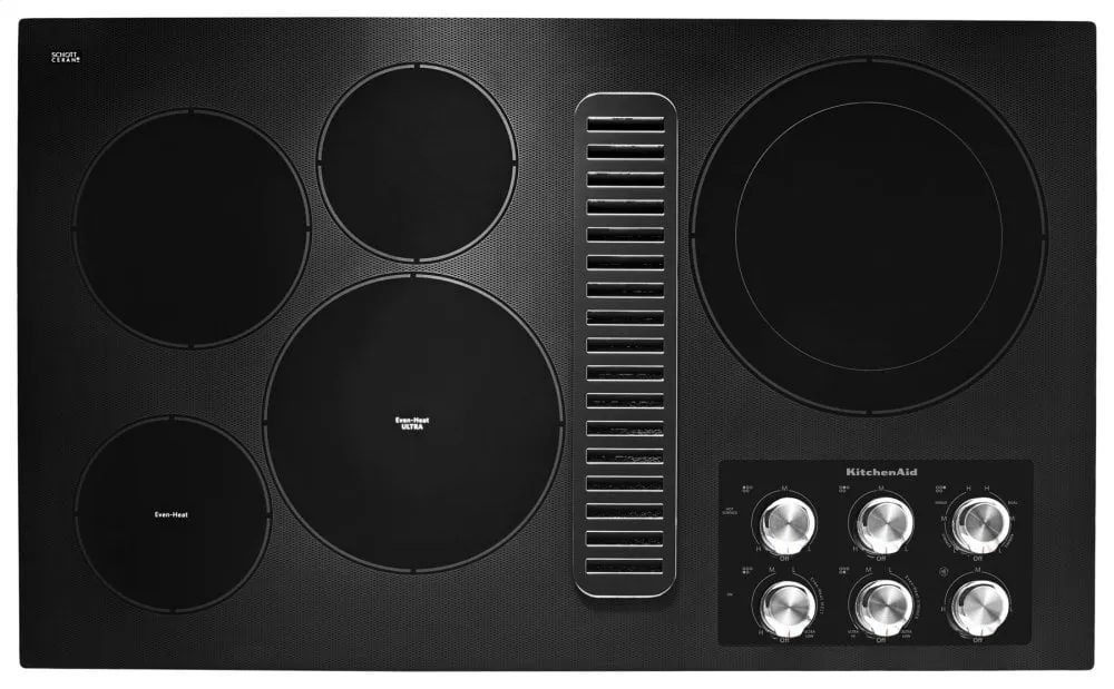 Kitchenaid KCED606GBL 36" Electric Downdraft Cooktop With 5 Elements - Black Electric slide-in electric cooking range