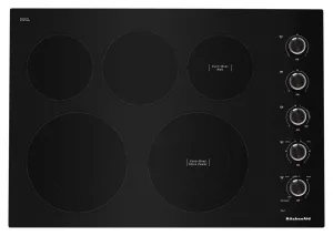 Kitchenaid KCES550HBL 30" Electric Cooktop With 5 Elements And Knob Controls - Black Electric slide-in electric cooking range