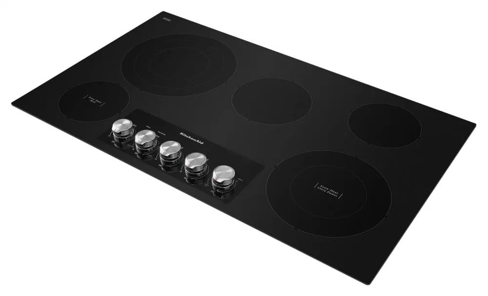 Kitchenaid KCES556HBL 36" Electric Cooktop With 5 Elements And Knob Controls - Black