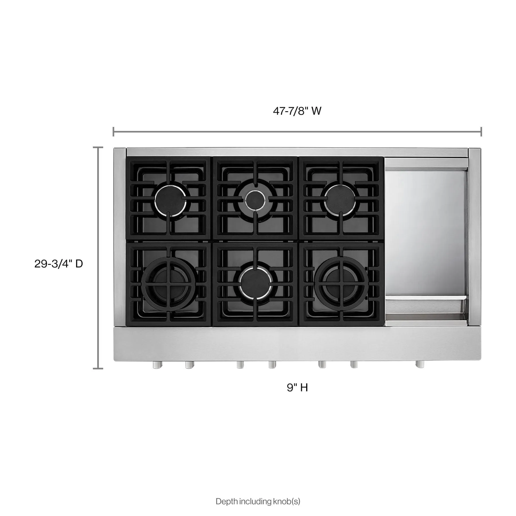 Kitchenaid KCGC558JSS Kitchenaid 48'' 6-Burner Commercial-Style Gas Rangetop With Griddle - Stainless Steel