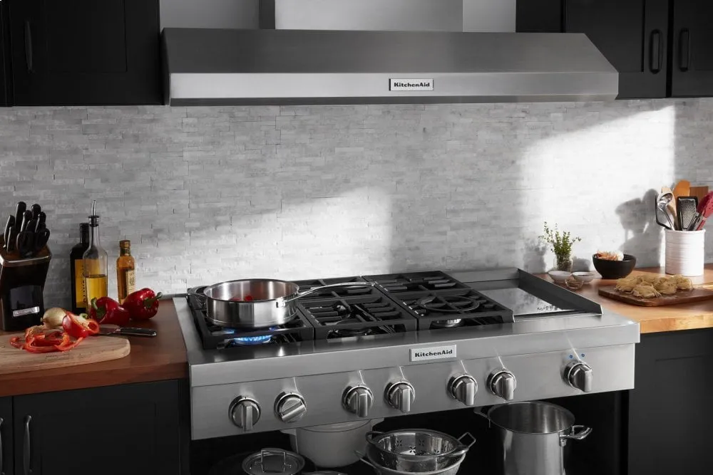 Kitchenaid KCGC558JSS Kitchenaid 48'' 6-Burner Commercial-Style Gas Rangetop With Griddle - Stainless Steel