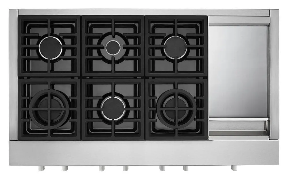 Kitchenaid KCGC558JSS Kitchenaid 48'' 6-Burner Commercial-Style Gas Rangetop With Griddle - Stainless Steel