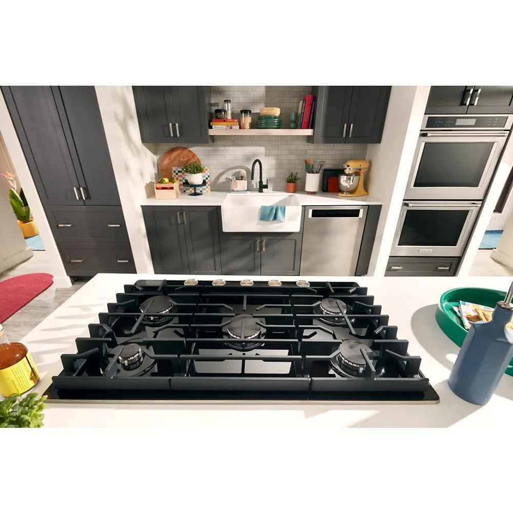 Kitchenaid KCGG530PBL 30" Gas-On-Glass Cooktop