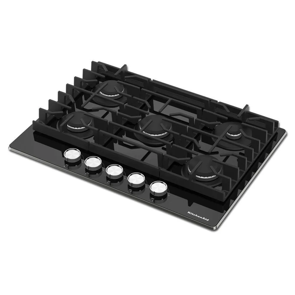 Kitchenaid KCGG530PBL 30" Gas-On-Glass Cooktop