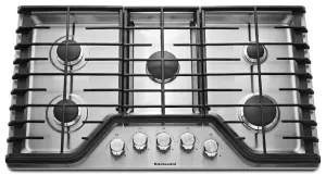 Kitchenaid KCGS356ESS 36" 5-Burner Gas Cooktop - Stainless Steel Gas 4 burner gas range for kitchen