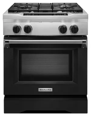 Kitchenaid KDRS407VBK 30'' 4-Burner Dual Fuel Freestanding Range, Commercial-Style Imperial Black Professional Ranges 6 burner professional gas range